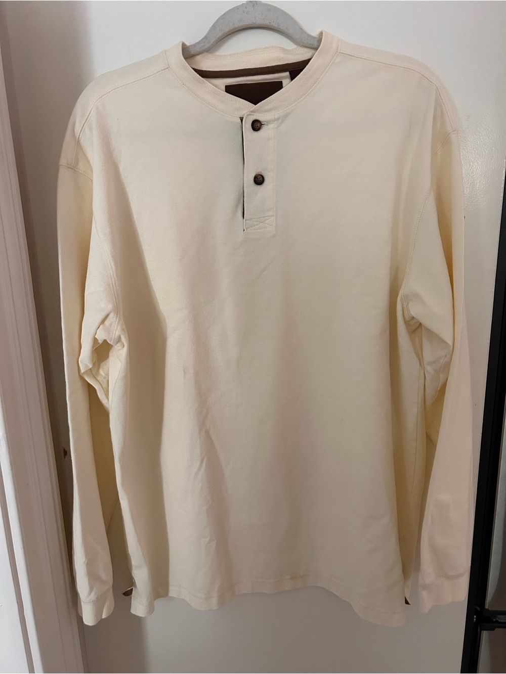 Reel Legends Cream Long-Sleeve Henley Men’s Performance Top L